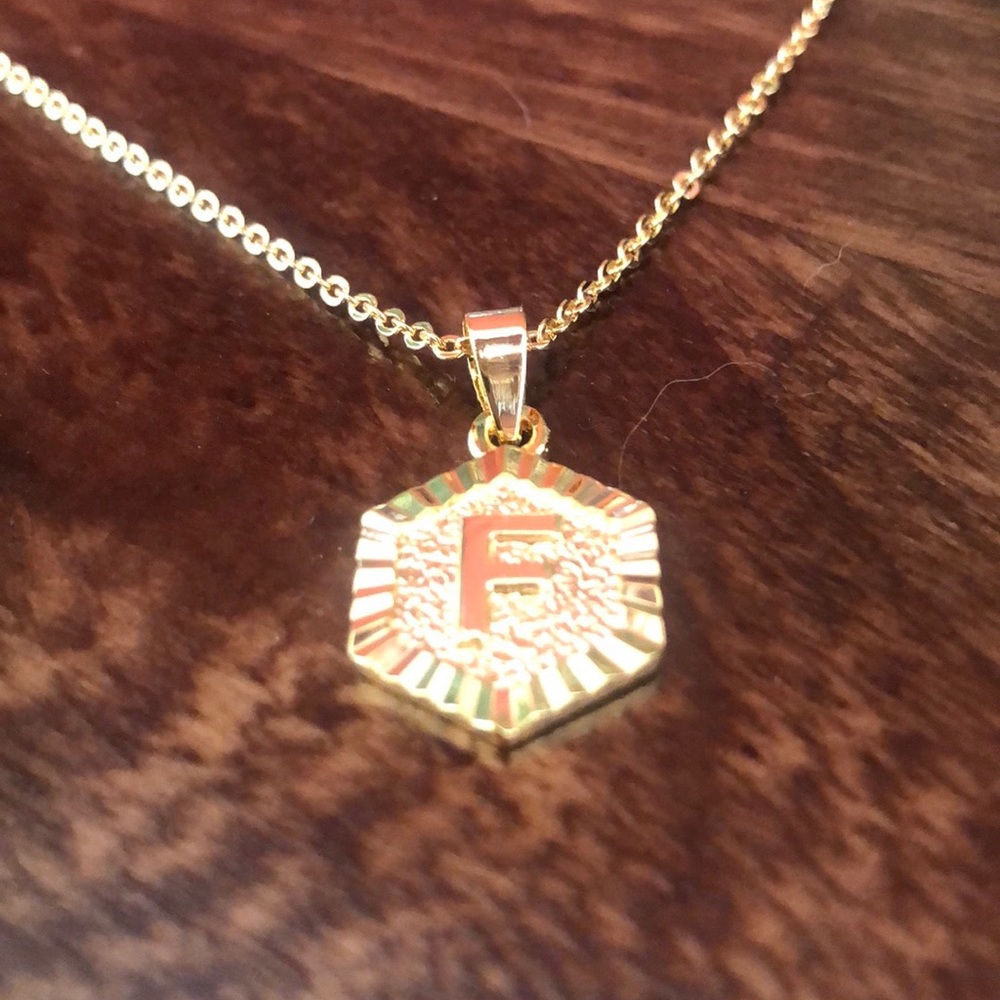 Super cute and trendy “F” charm with necklace.